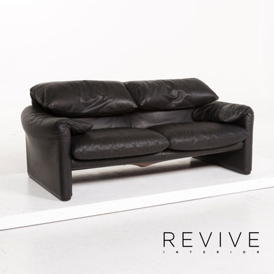 Cassina Maralunga Leder Sofa Schwarz Zweisitzer Funktion Couch #12268