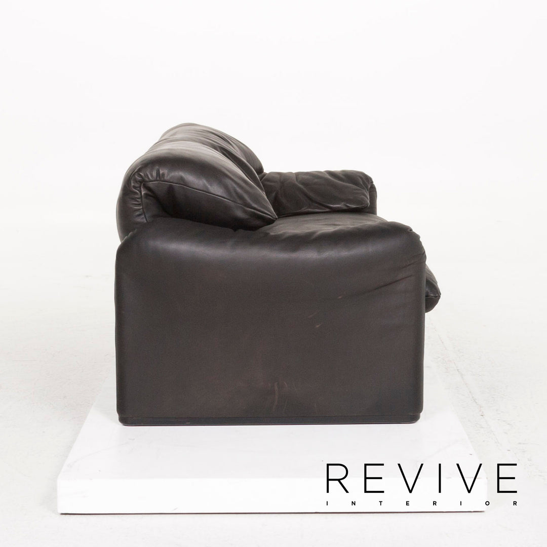 Cassina Maralunga Leder Sofa Schwarz Zweisitzer Funktion Couch #12268