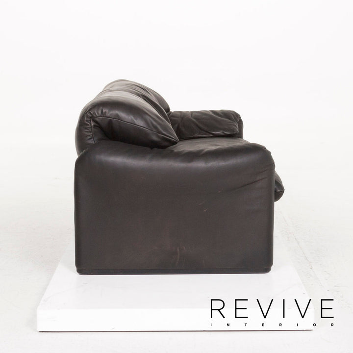 Cassina Maralunga Leder Sofa Schwarz Zweisitzer Funktion Couch #12268