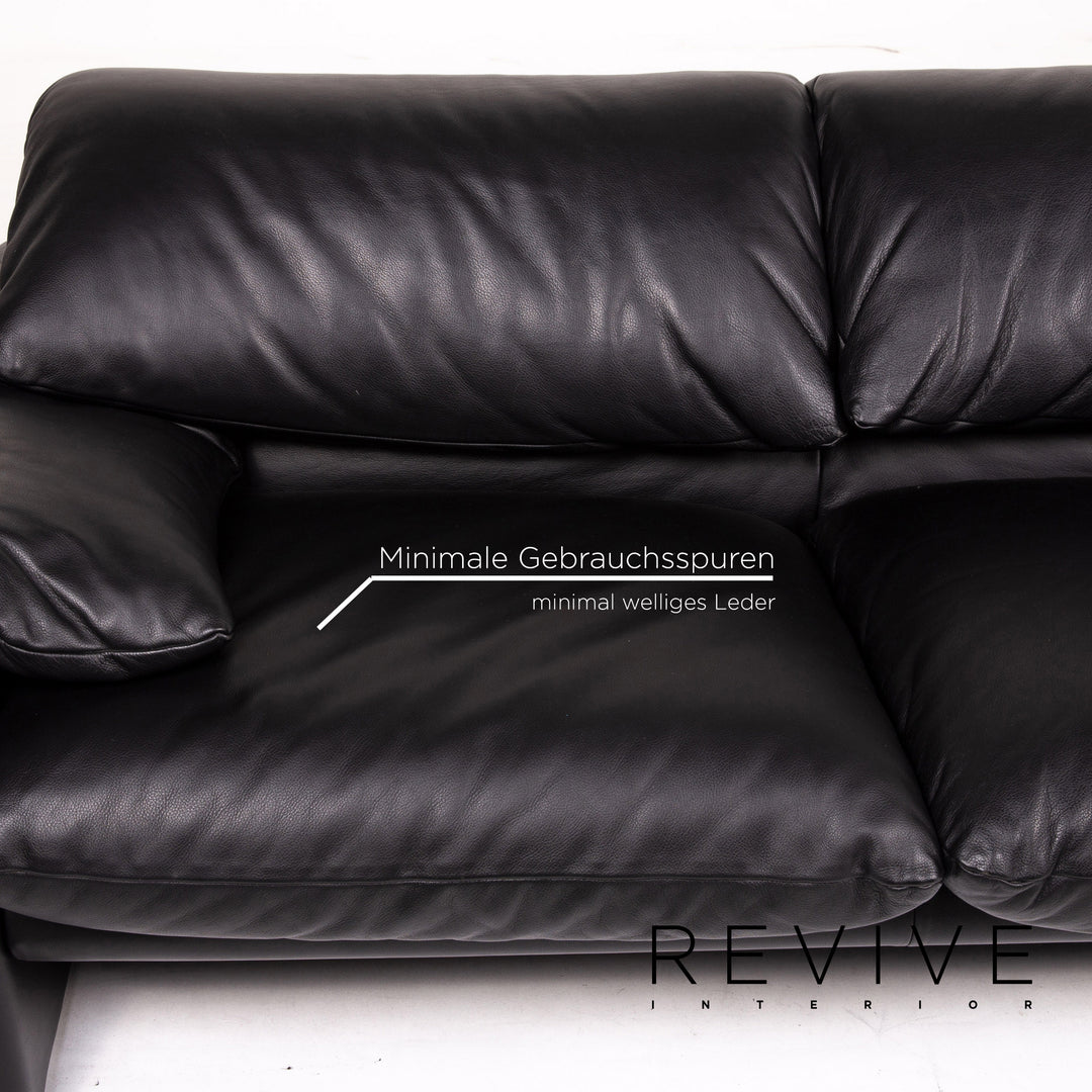 Cassina Maralunga Leder Sofa Schwarz Zweisitzer Funktion Couch #14475