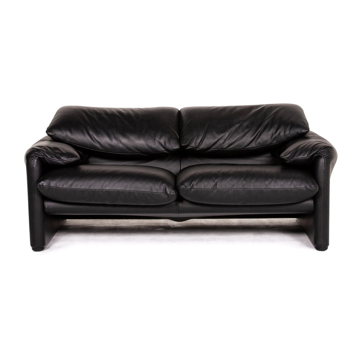 Cassina Maralunga Leder Sofa Schwarz Zweisitzer Funktion Couch #14475