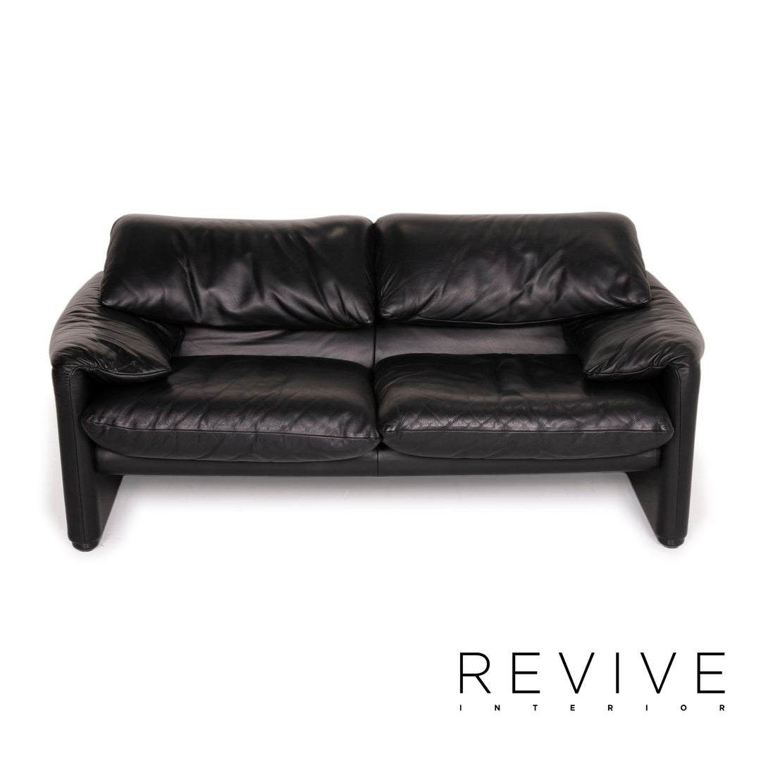 Cassina Maralunga Leder Sofa Schwarz Zweisitzer Funktion Couch