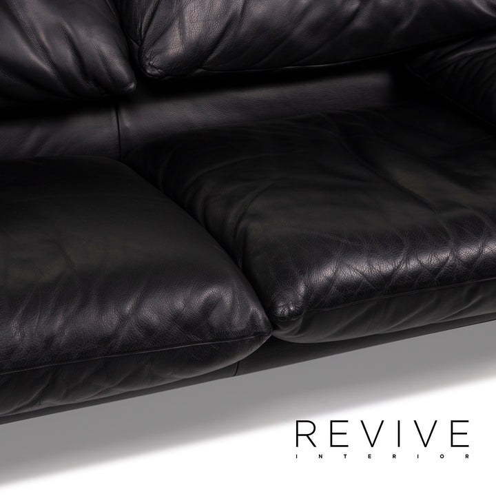Cassina Maralunga Leder Sofa Schwarz Zweisitzer Funktion Couch