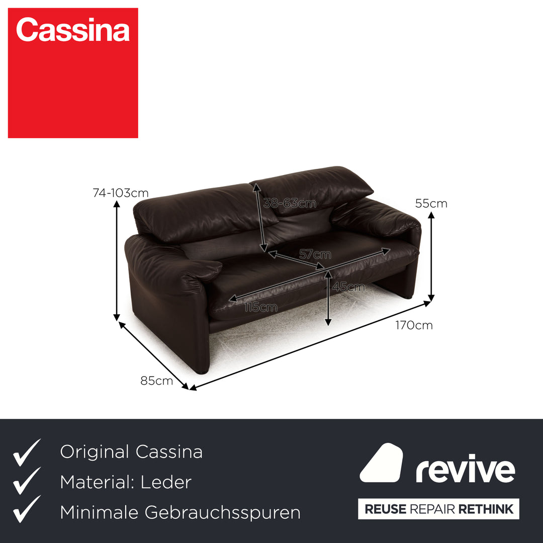 Cassina Maralunga Leder Zweisitzer Dunkelbraun Sofa Couch Funktion