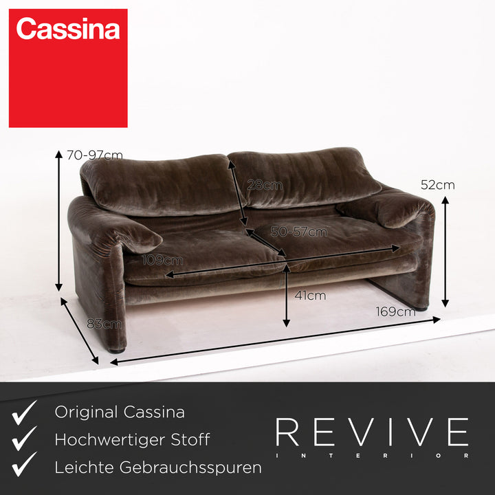 Cassina Maralunga Samt Stoff Sofa Braun Graubraun Zweisitzer Funktion Couch #13799