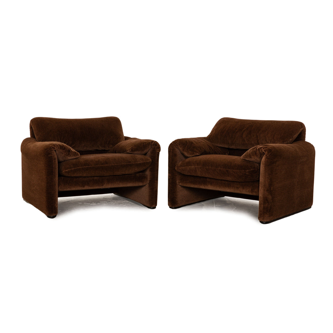 Cassina Maralunga Stoff Sessel Garnitur Braun manuelle Funktion