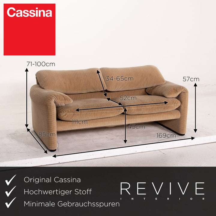 Cassina Maralunga Fabric Sofa Brown Beige Two Seater Function Couch #15408