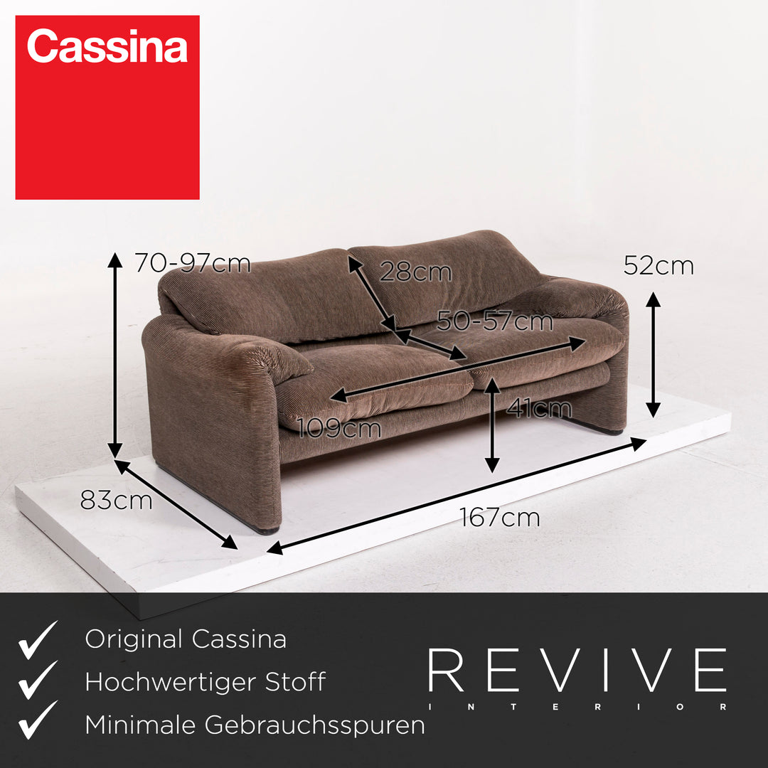 Cassina Maralunga Fabric Sofa Brown Function Couch #12589