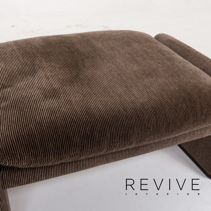 Cassina Maralunga ensemble canapé en tissu marron 1x deux places 1x fonction tabouret #13492