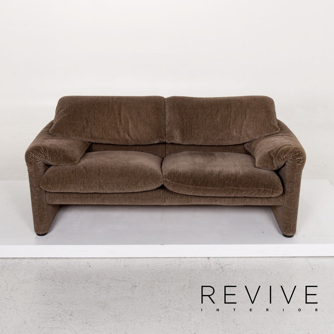 Cassina Maralunga ensemble canapé en tissu marron 1x deux places 1x fonction tabouret #13492