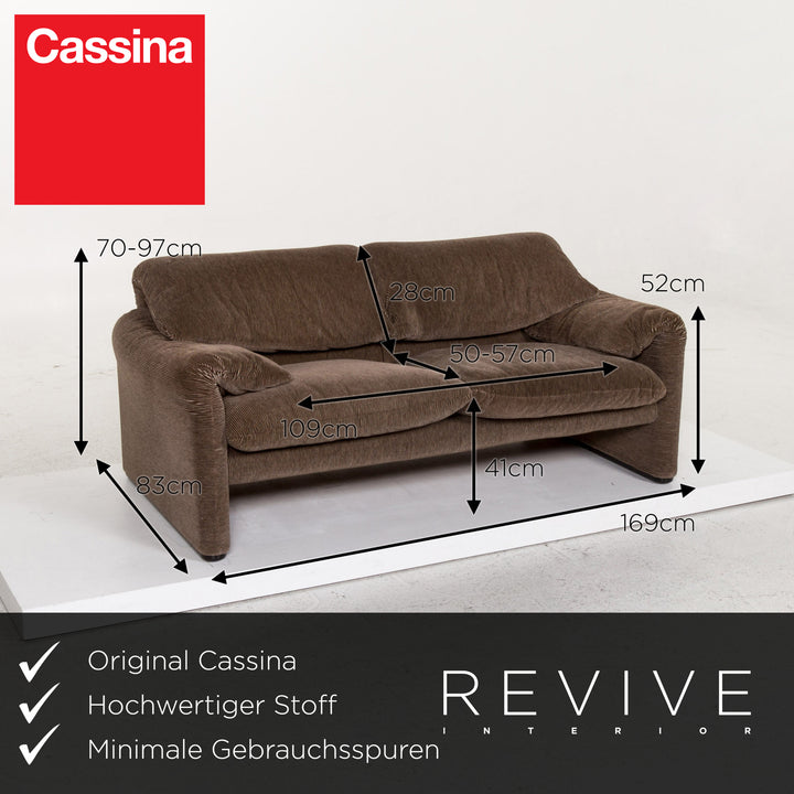 Cassina Maralunga ensemble canapé en tissu marron 1x deux places 1x fonction tabouret #13492