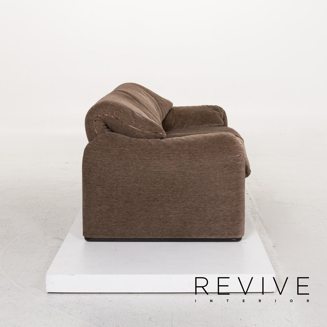 Cassina Maralunga ensemble canapé en tissu marron 1x deux places 1x fonction tabouret #13492