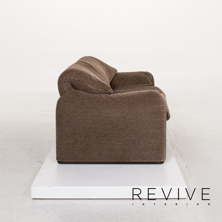 Cassina Maralunga ensemble canapé en tissu marron 1x deux places 1x fonction tabouret #13492