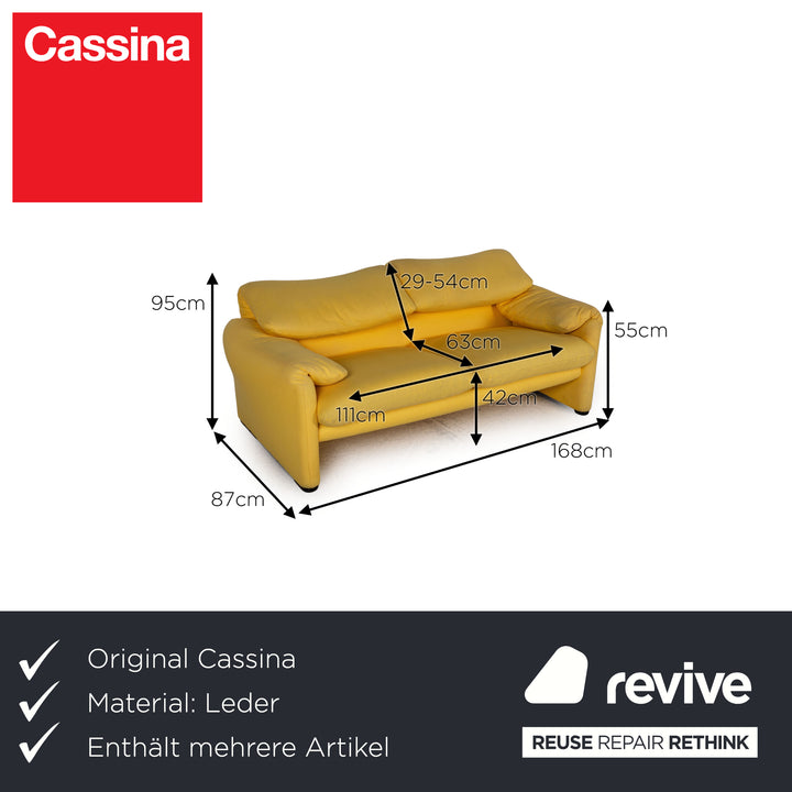 Cassina Maralunga fabric sofa set yellow 2x two-seater couch function relax function