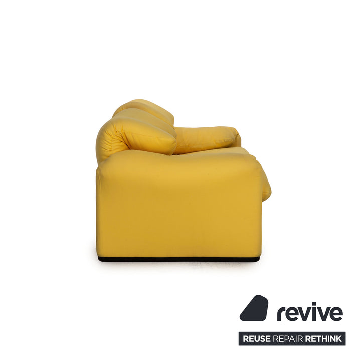 Cassina Maralunga fabric sofa set yellow 2x two-seater couch function relax function