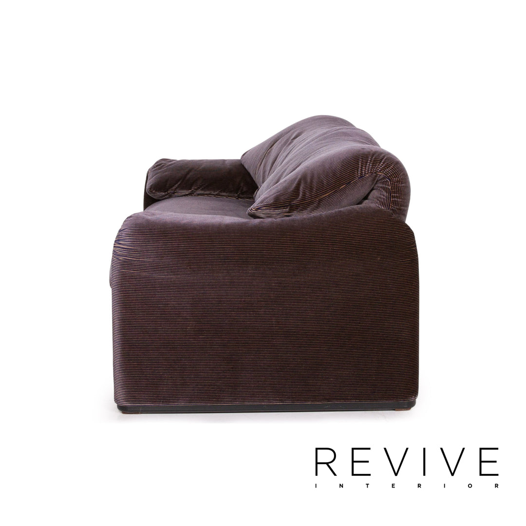 Cassina Maralunga fabric sofa set purple aubergine 1x three-seater 1x armchair function