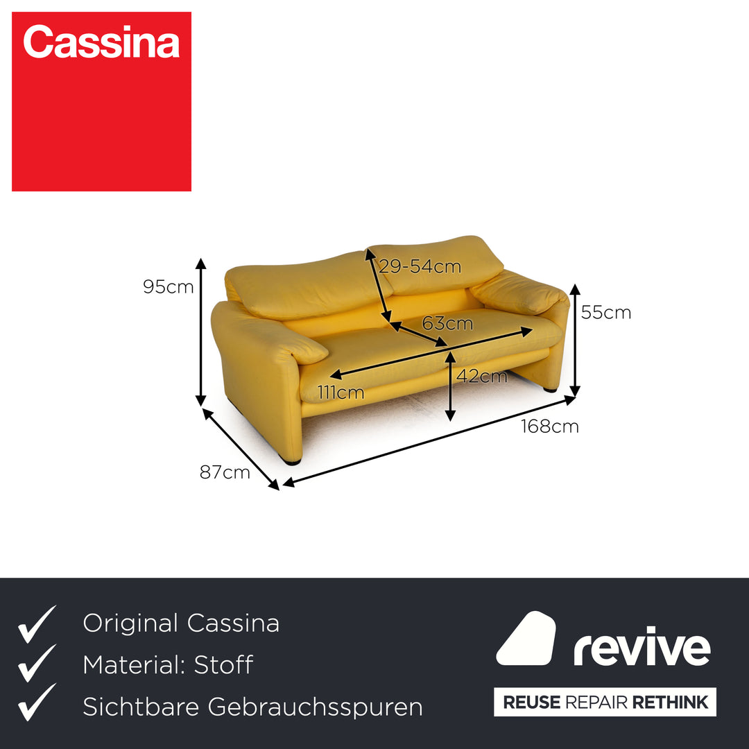Cassina Maralunga Stoff Sofa Gelb Zweisitzer Couch Funktion Relaxfunktion