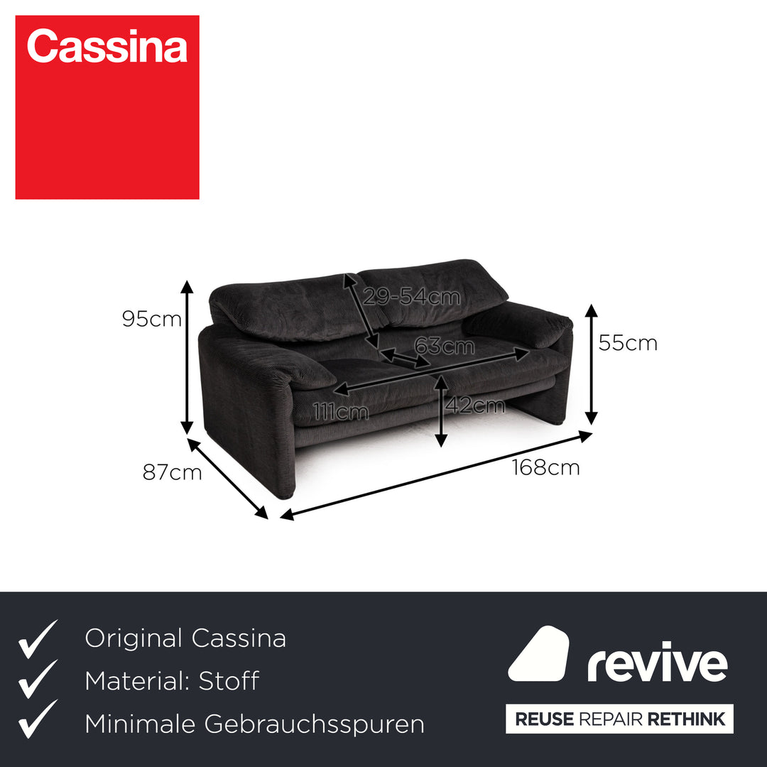Cassina Maralunga Stoff Sofa Grau Zweisitzer Couch