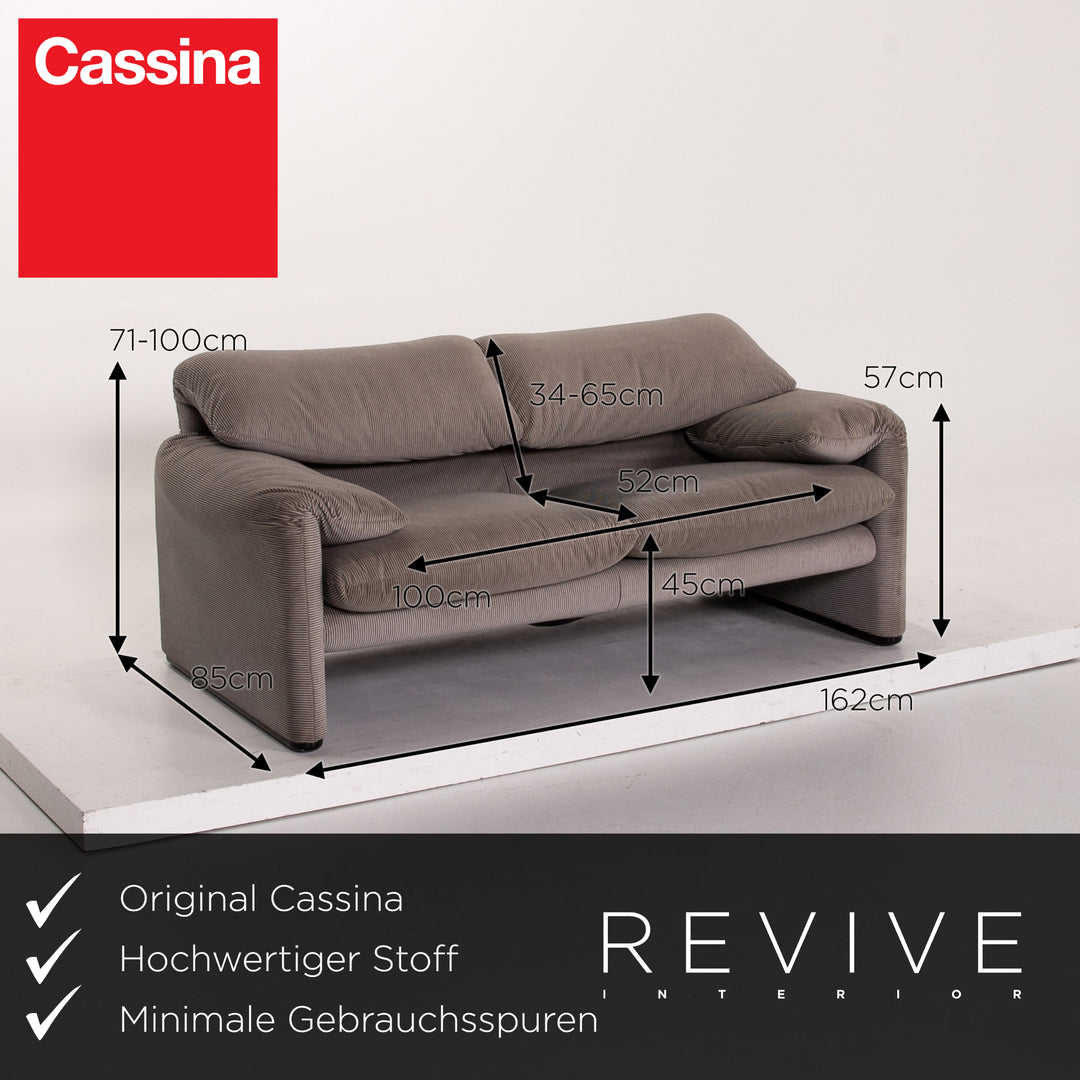Cassina Maralunga Stoff Sofa Grau Zweisitzer Funktion Couch #13638