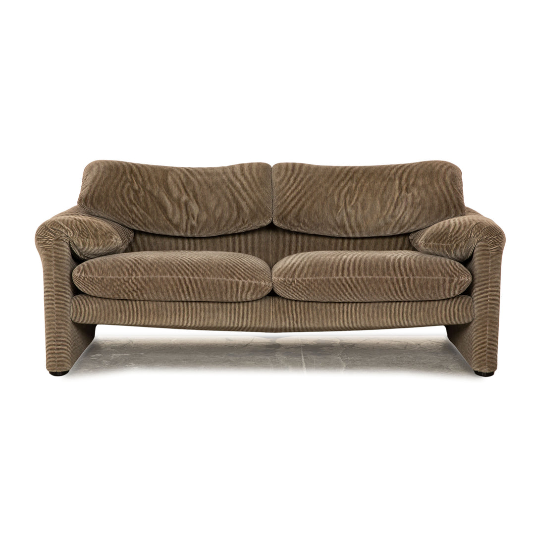 Canapé deux places en tissu Cassina Maralunga, marron et gris, fonction manuelle