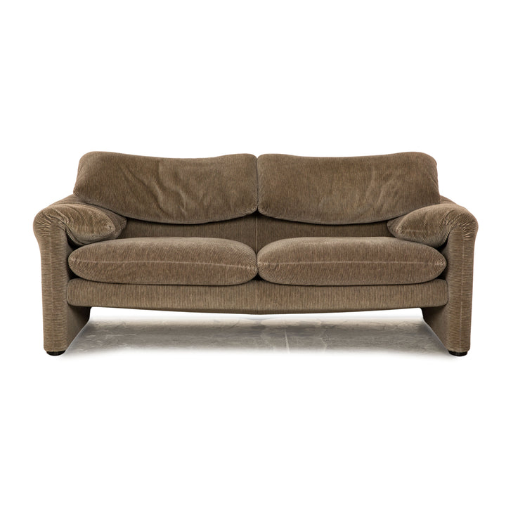 Canapé deux places en tissu Cassina Maralunga, marron et gris, fonction manuelle