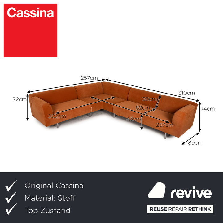 Cassina Met 250 canapé d'angle en tissu orange canapé nouvelle housse méridienne gauche