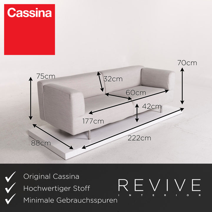 Cassina Met 250 Fabric Sofa Gray Three Seater Couch #12386