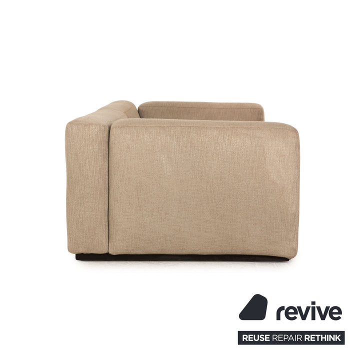 Cassina Mex Cube Fabric Three Seater Beige Sofa Couch
