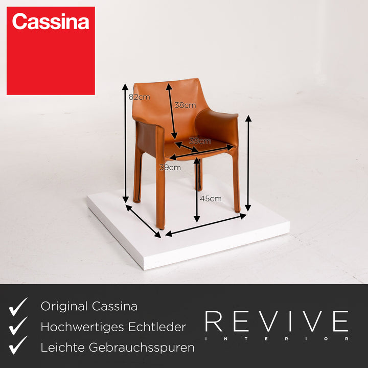 Cassina Model 413 Leder Stuhl Garnitur Cognac #14215