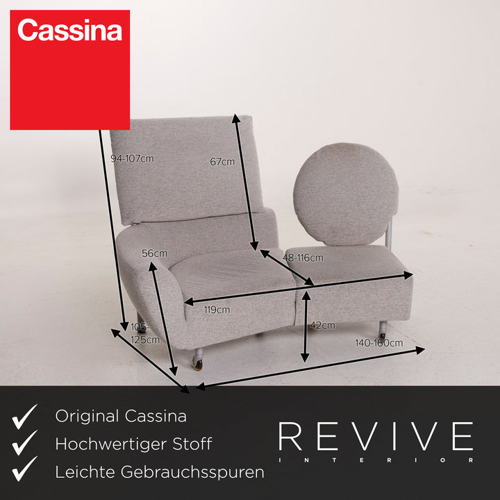 Cassina Topkapi canapé en tissu gris fonction deux places chaise longue de relaxation #15417
