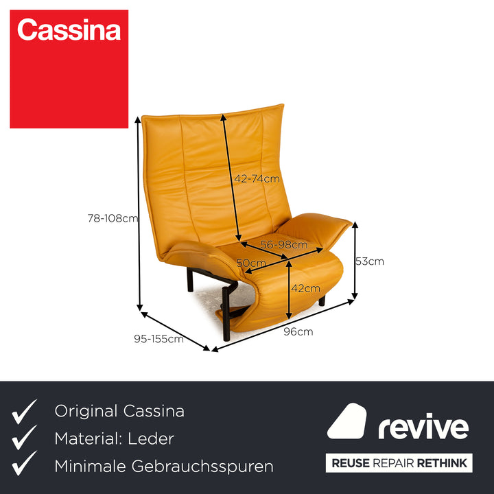 Fauteuil en cuir Cassina Veranda Jaune fonction manuelle fonction relaxation