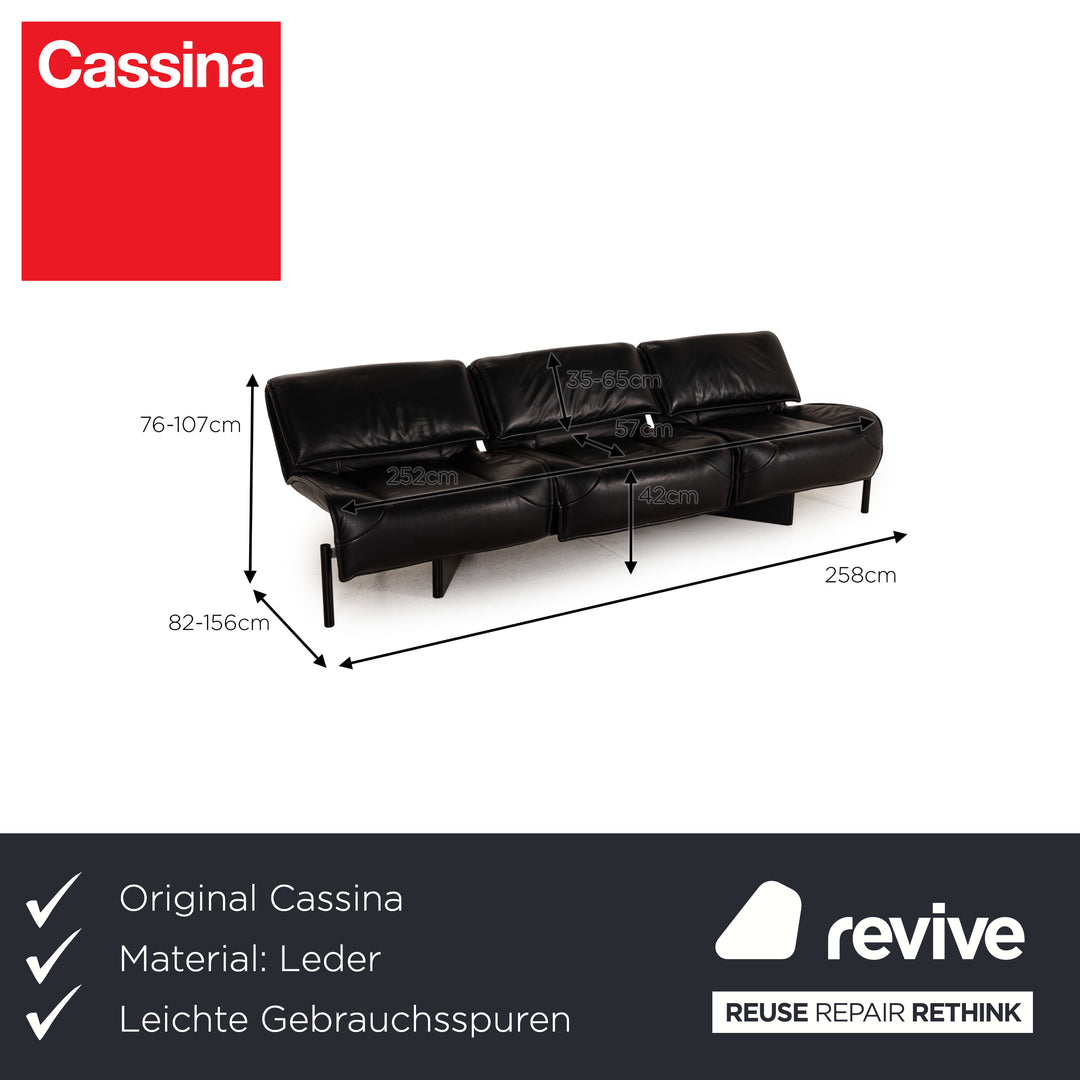 Cassina Veranda Leder Sofa Schwarz Dreisitzer Couch Funktion
