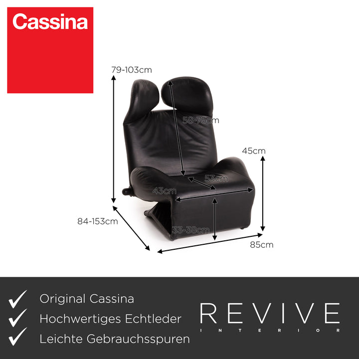 Cassina Wink Leather Armchair Black Relaxation Function Relaxation armchair
