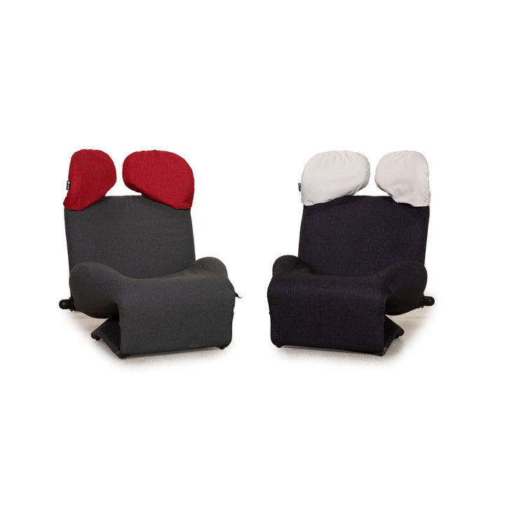 Cassina Wink fabric armchair set dark blue gray function new cover