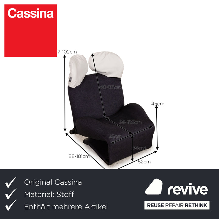 Cassina Wink fabric armchair set dark blue gray function new cover