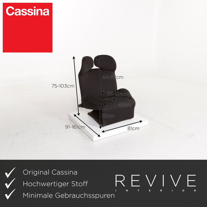 Cassina Wink fabric armchair black incl. stool reclining function #13087