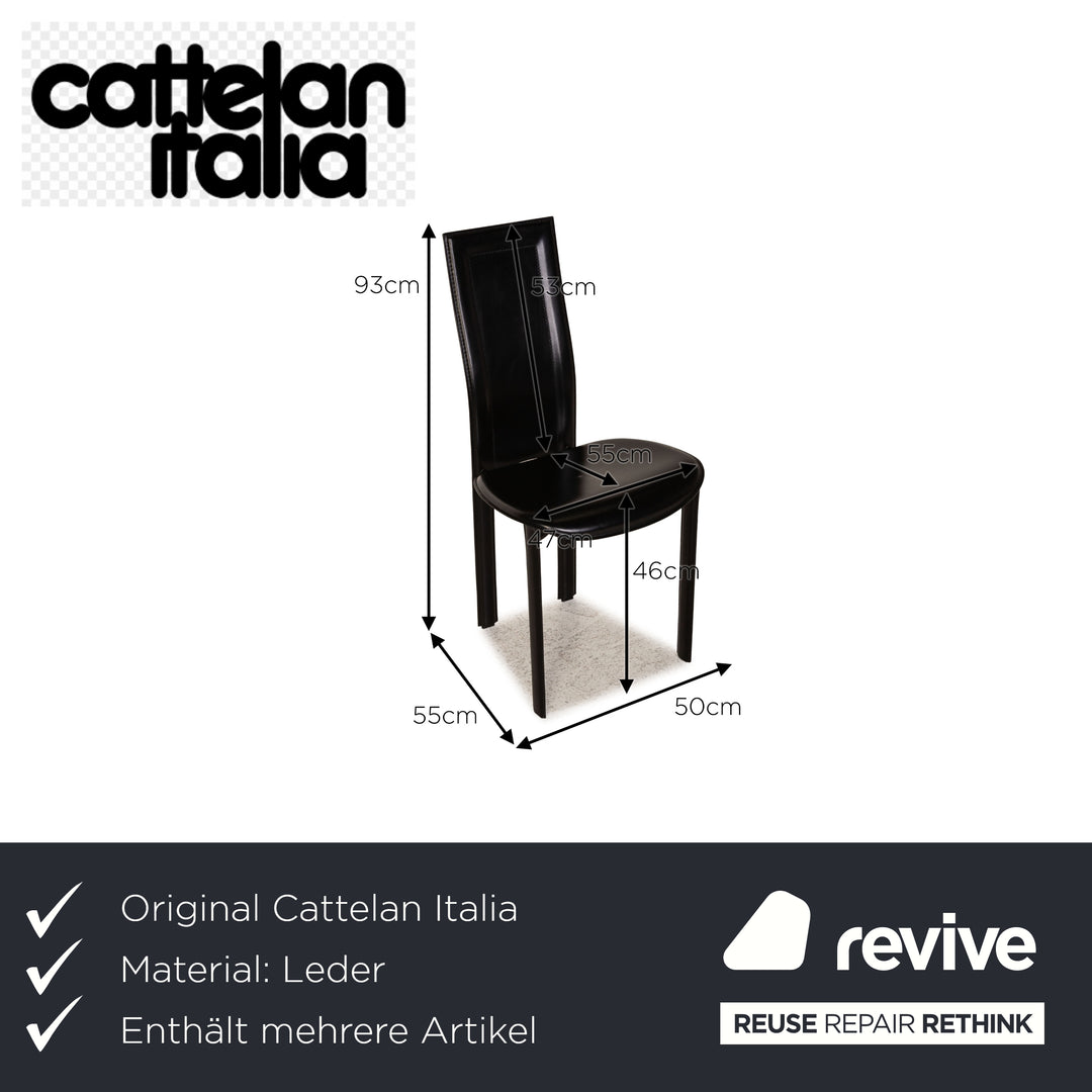 Cattelan Italia Lara Leder Stuhl Garnitur Schwarz