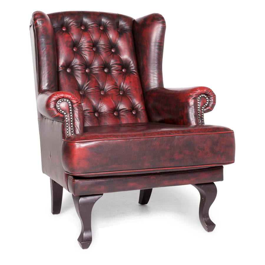 Chesterfield Leder Sessel Rot Echtleder Stuhl Vintage Retro #8560