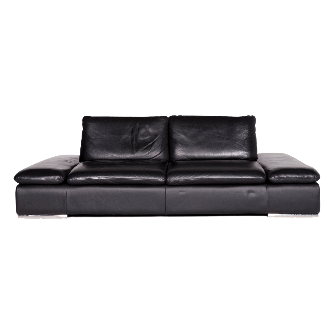 Koinor Evento Designer Leder Sofa Schwarz Zweisitzer Couch #8723