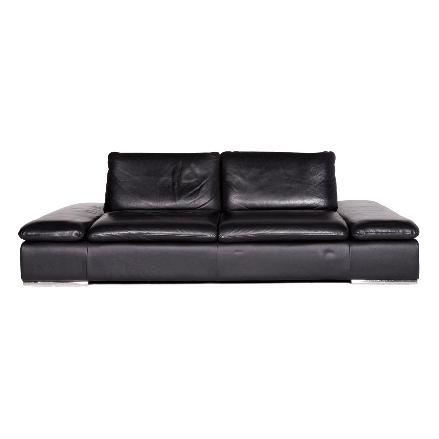 Koinor Evento Designer Leather Sofa Black Two Seater Couch #8723