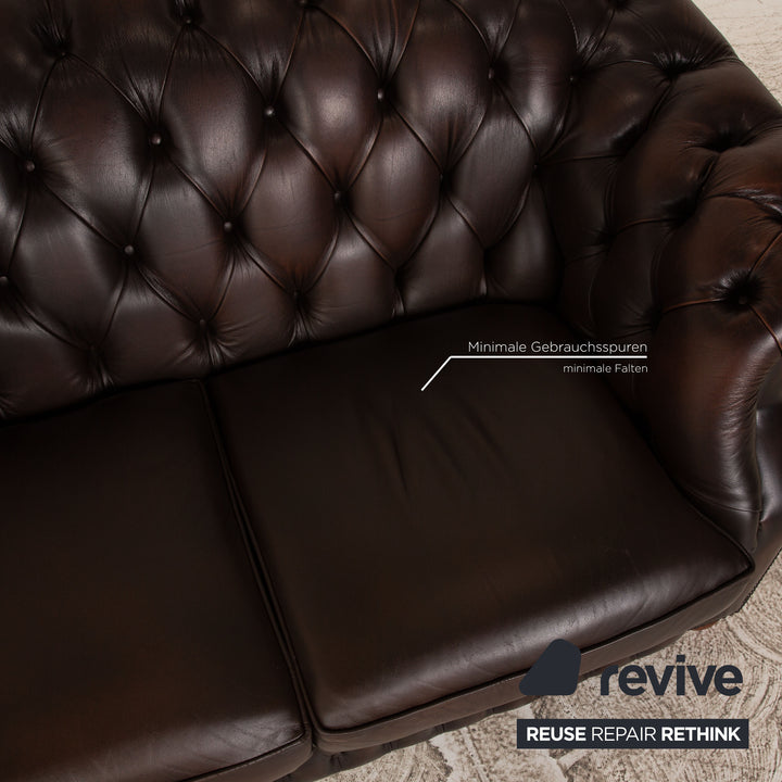 Centurion Chesterfield Leder Zweisitzer Braun Sofa Couch