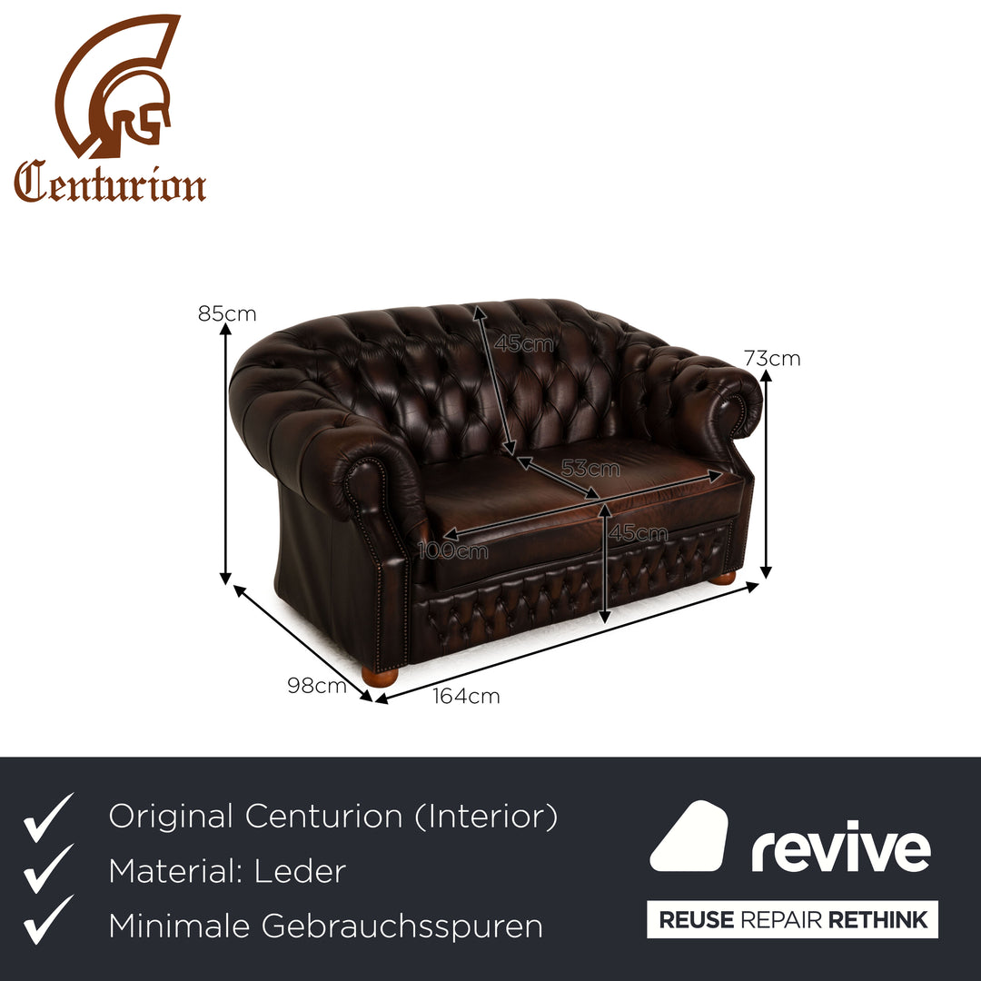 Centurion Chesterfield Leder Zweisitzer Braun Sofa Couch