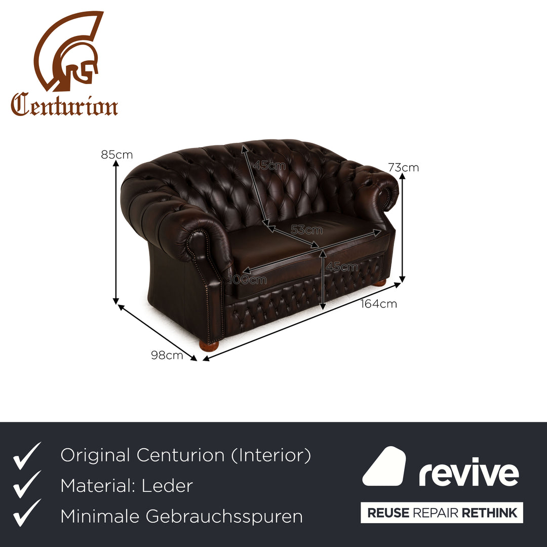 Centurion Chesterfield Leder Zweisitzer Braun Sofa Couch