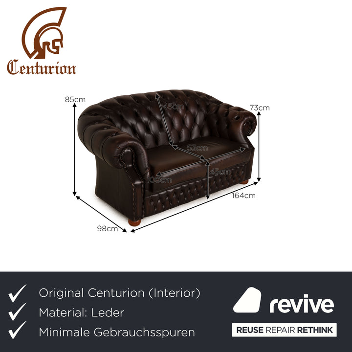 Centurion Chesterfield Leder Zweisitzer Braun Sofa Couch