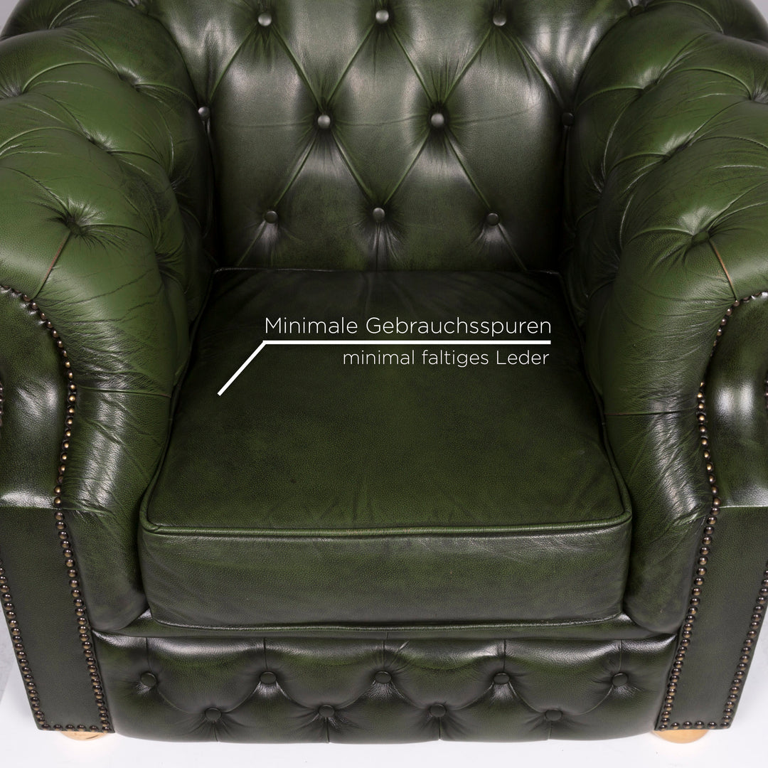 Centurion Leather Armchair Chesterfield Green #10879