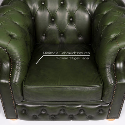 Centurion Leder Sessel Chesterfield Grün #10879