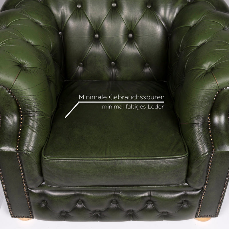 Centurion Leder Sessel Chesterfield Grün 
