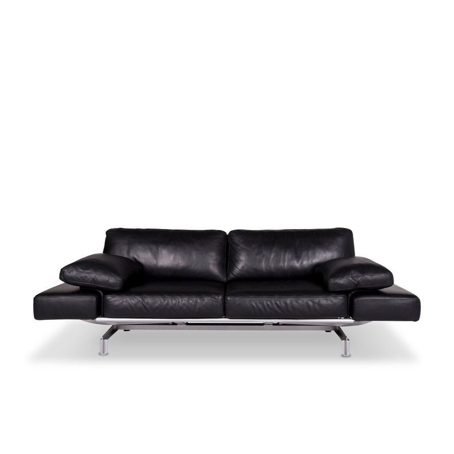 WK Wohnen Gaetano 687 Designer Leder Sofa Schwarz Zweisitzer Relax Funktion Couch #9547