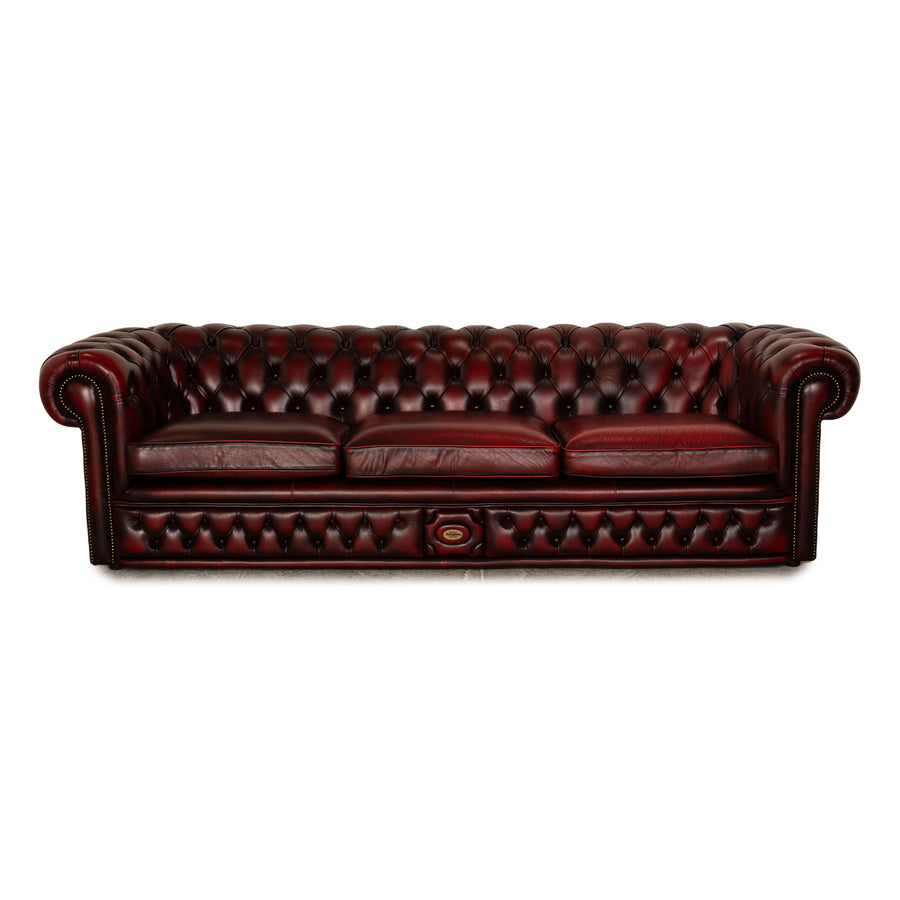 Chesterfield Buckingham Leder Dreisitzer Rot Braun Vintage Sofa Couch