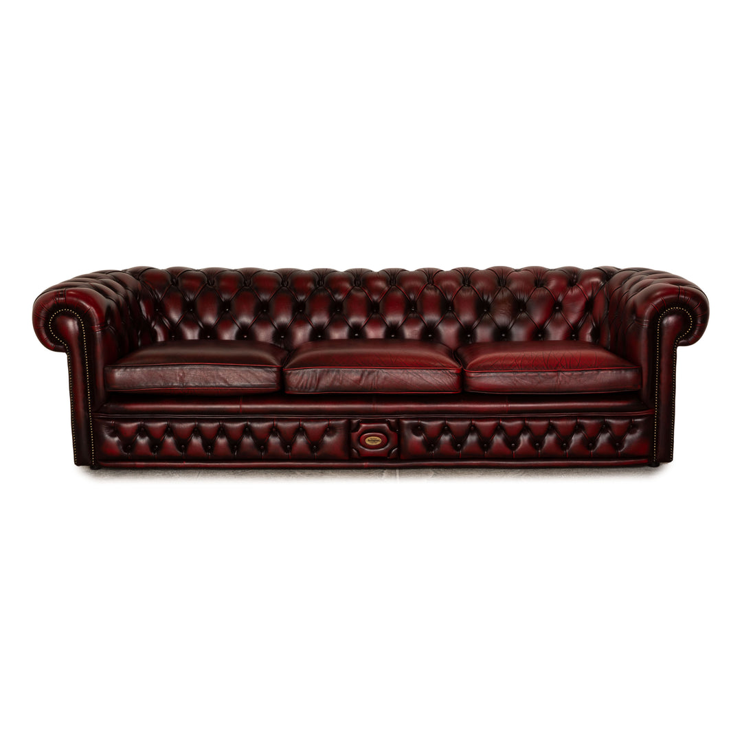 Chesterfield Buckingham Leder Dreisitzer Rot Braun Vintage Sofa Couch